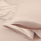 Aormenzy Beige Satin Pillowcase for Hair and Skin, Satin Pillow Cases for Women Standard Size Set of 2 with Envelope Closure Sil
