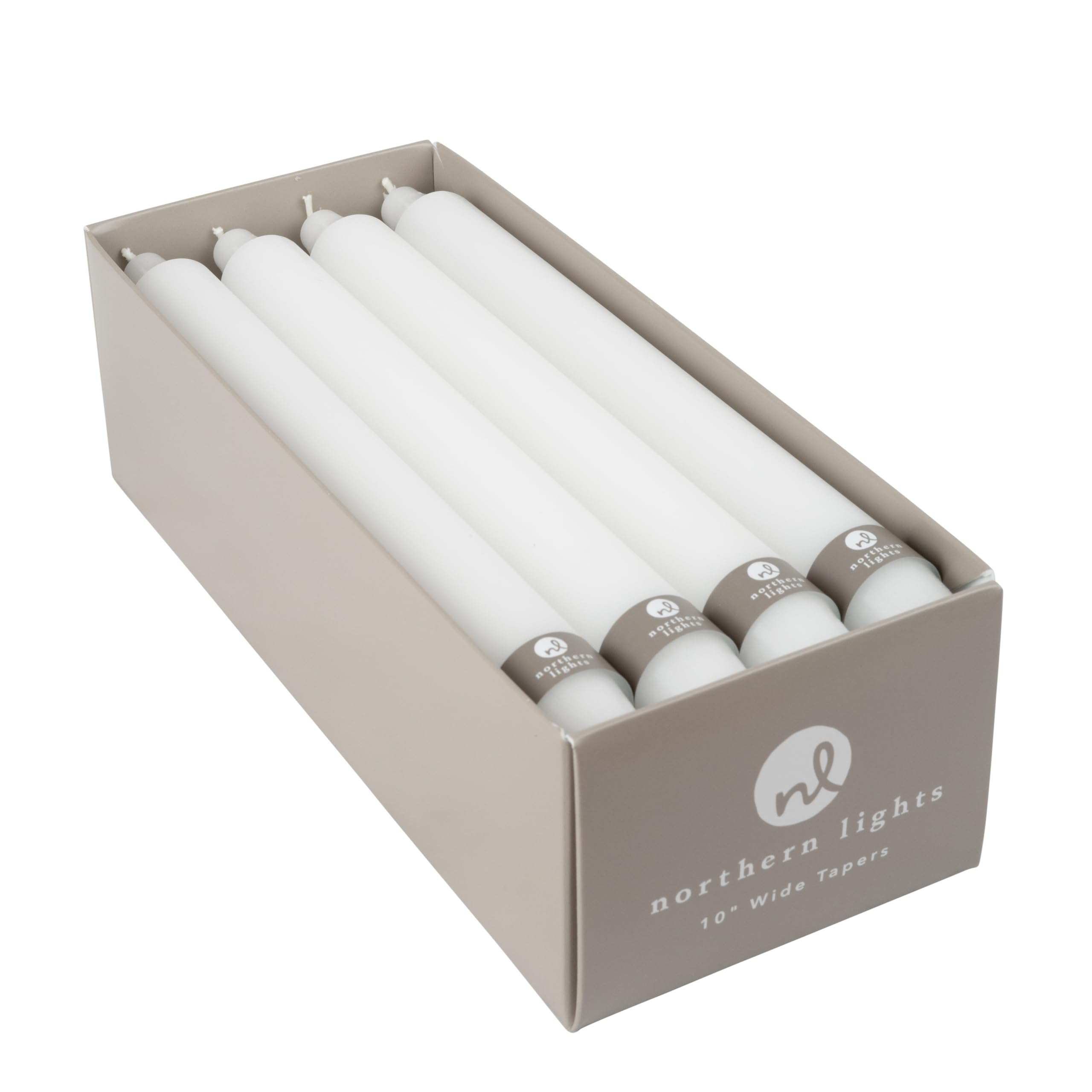 Northern Lights Candles - 10 12pk Tapers - Pure White - 76590