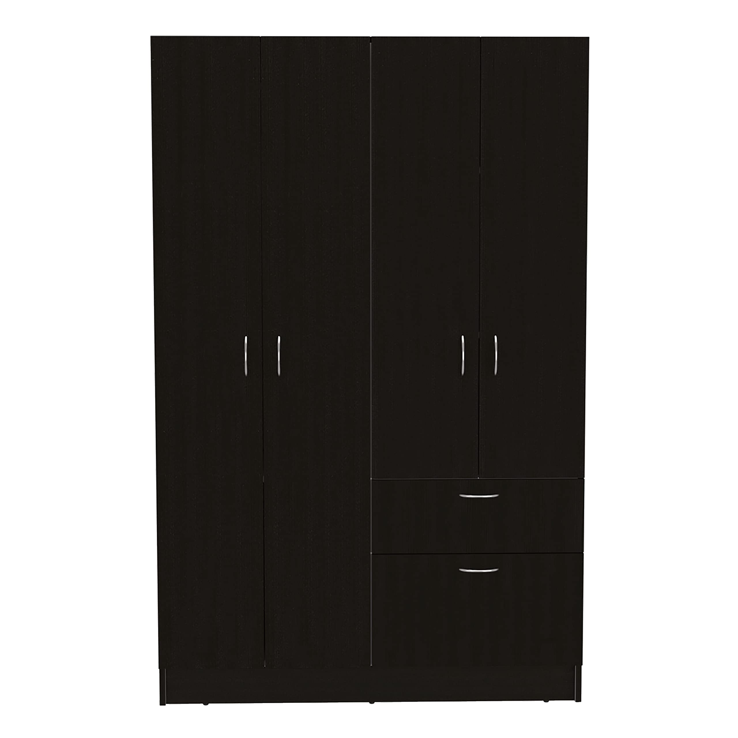 Itaca Armoire, Double Door Cabinet, 1 Drawer, 5 Interior Shelves, Rod, Black/White