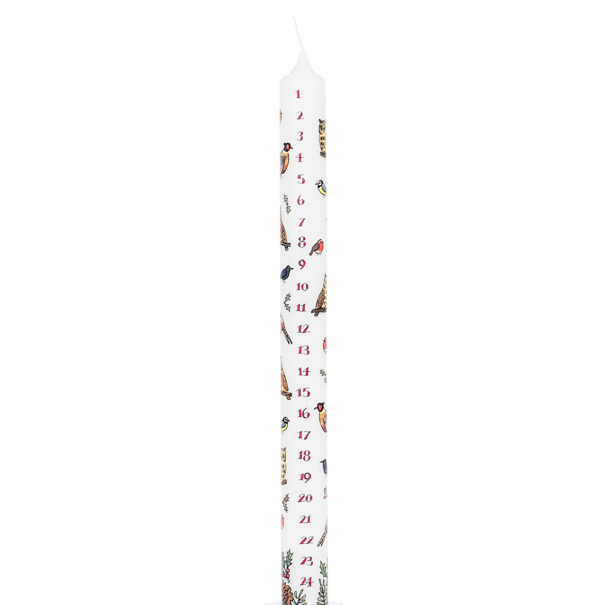 Alison Gardiner Christmas Advent Calendar Wax Dinner Candle 'Winter Birds' 12 Hours Burn Time Made in England