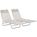 Outsunny 2 Piece Folding Chaise Lounge Chairs, Pool Sun Tanning Chairs, Outdoor Lounge Chairs with Reclining Back, Breathable Me