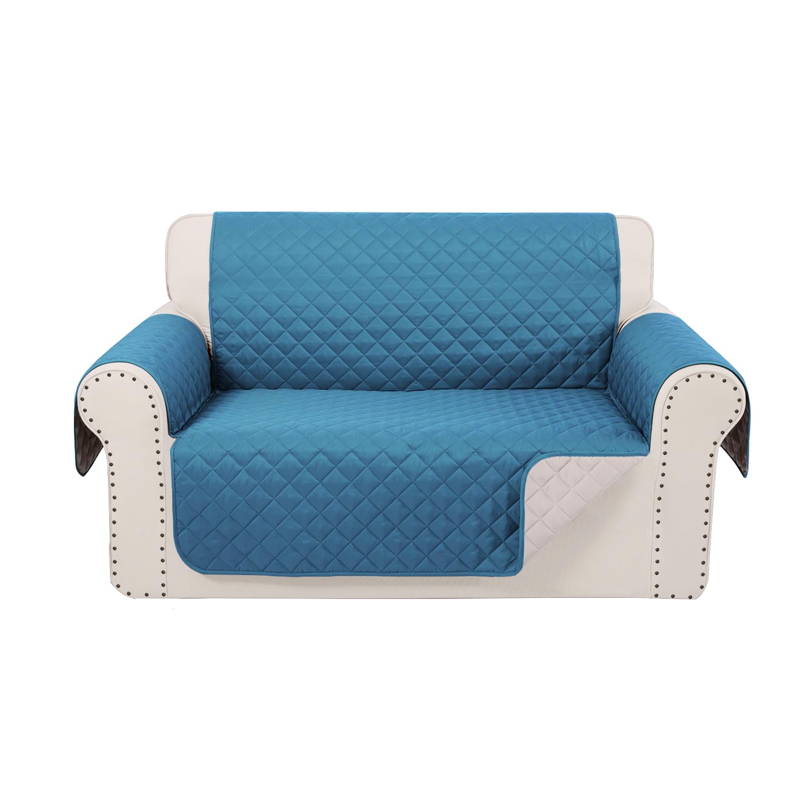 Luxshare Home Reversible Loveseat Sofa Covers Couch Cover Furniture Protector(Loveseat Small,Blue/Beige)