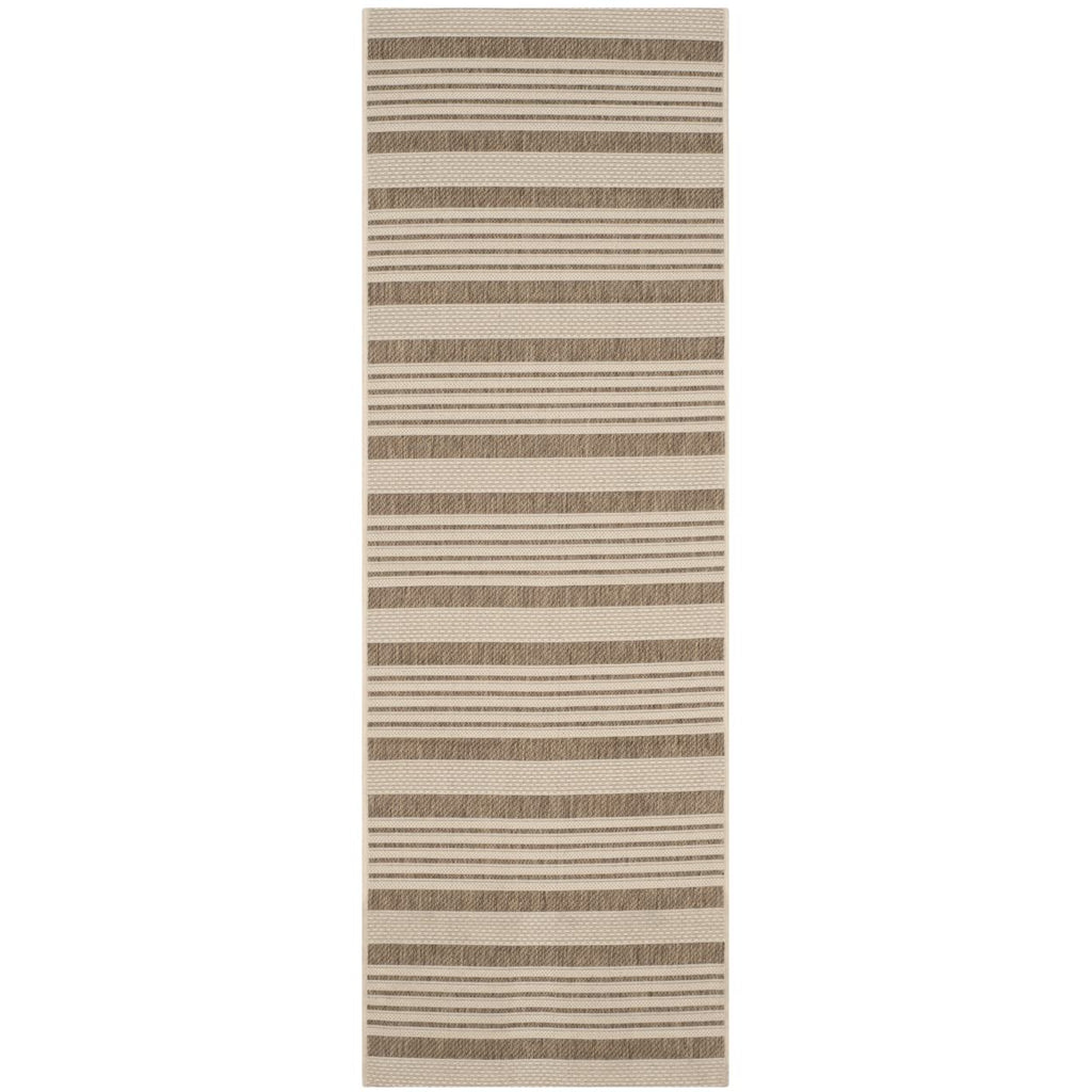 SAFAVIEH Courtyard Collection 2'3' x 14' Brown/Bone CY6062 Stripe Indoor/ Outdoor Patio Backyard Mudroom Runner Rug