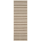 SAFAVIEH Courtyard Collection Runner Rug - 2'3'' x 16', Brown & Bone, Stripe Design, Non-Shedding & Easy Care, Indoor/Outdoor & 