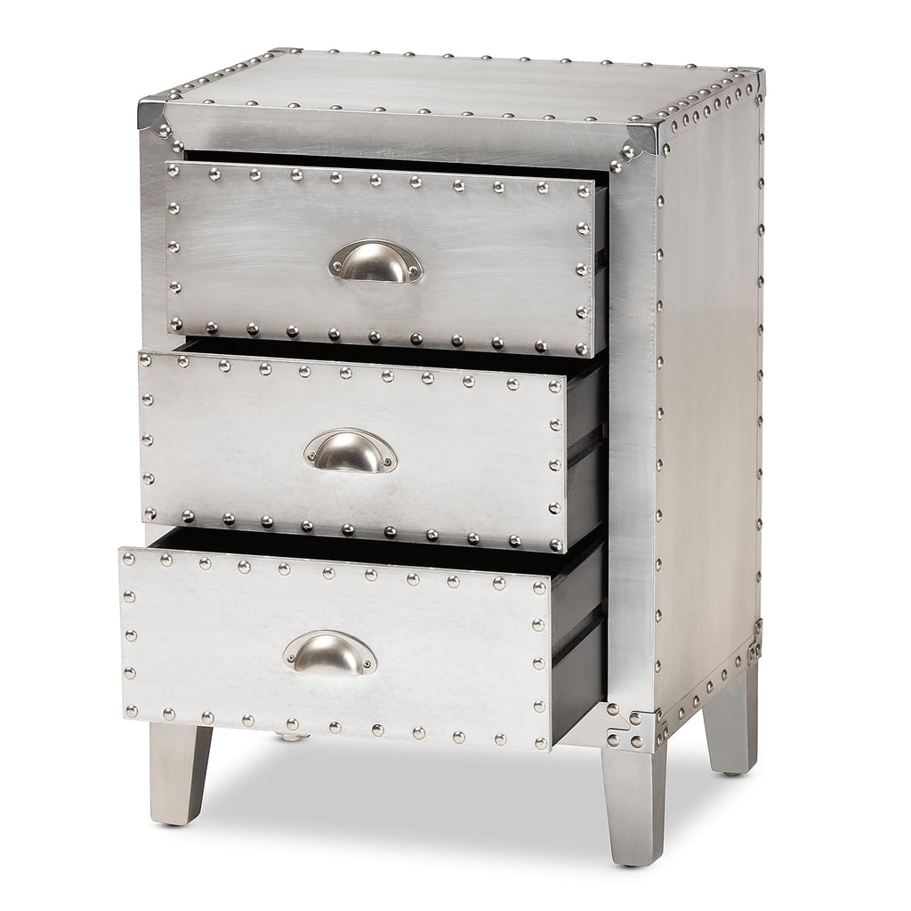Baxton Studio Claude 17.72-inch W x 13.78-inch D End Table, Silver (160-10250-HiT)
