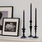 Taper Candles, Glossy Metal Style Halloween Candles Ture Dripless Black Taper Candles Set Of 4,Smokeless Candles,Unscented Taper