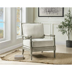 Acme Furniture Accent Arm Chair Cushion, Beige Linen and Gray Oak
