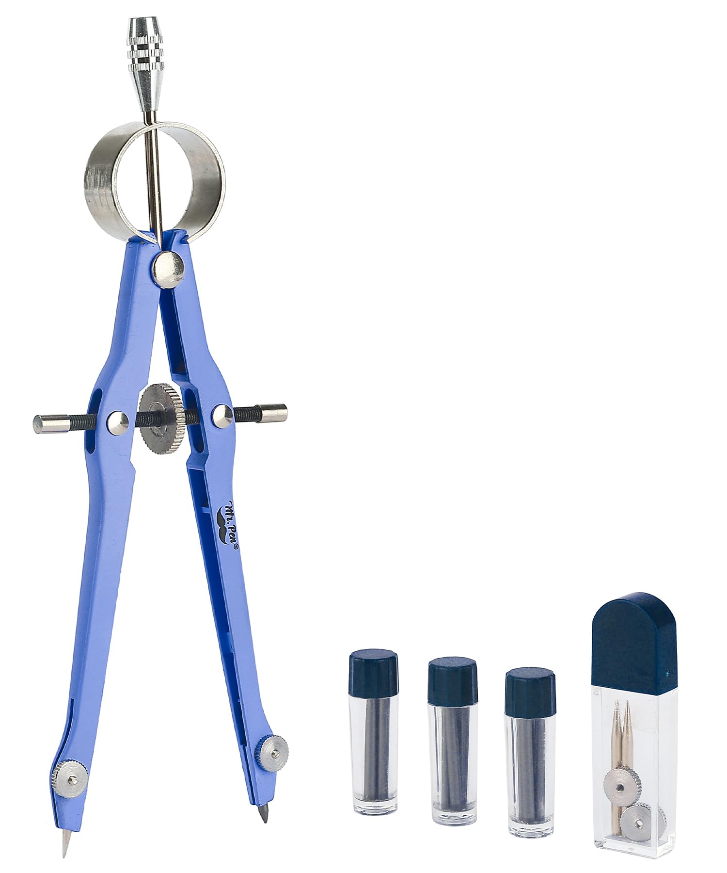 Mr. Pen- Professional Compass For Geometry, Blue With Extra Leads, Metal Compass With Lock, Drawing Compass, Geometry Compass, M