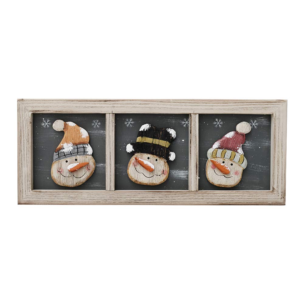 K KILIPES Christmas Snowman Wood Hanging Sign Wall Decor Decorative Snowman Ornament Christmas Wooden Plaque Xmas Holiday Rustic