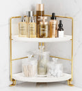 Kitwe 2Tier Corner Bathroom Counter Organizer, ToolLess Installation Vanity Shelf Small Plastics Countertop Makeup Tray Skinca