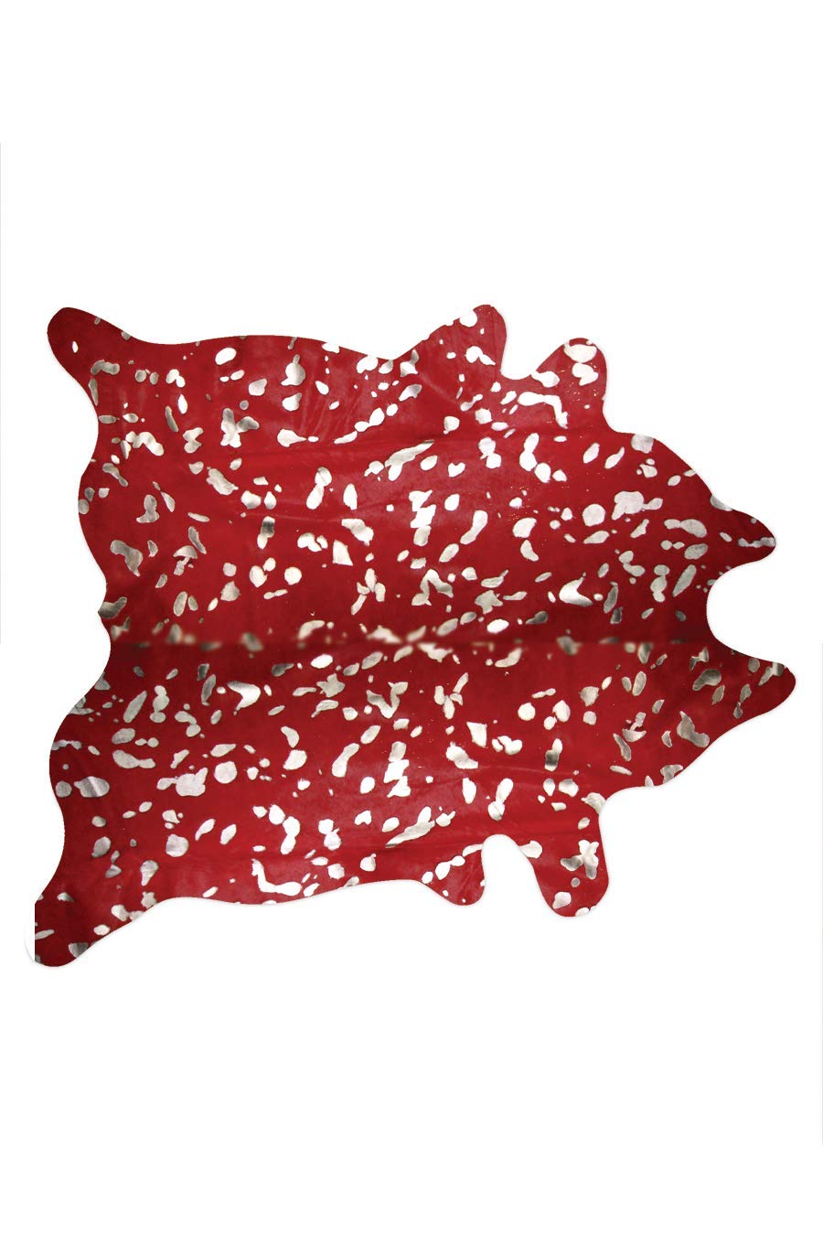 HomeRoots Red & Silver Cowhide, Microsuede 72' x 84' Red and Silver Cowhide - Area Rug