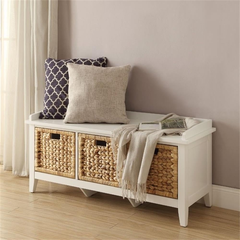 Acme Flavius 3-Drawer Wooden Storage Bench in White