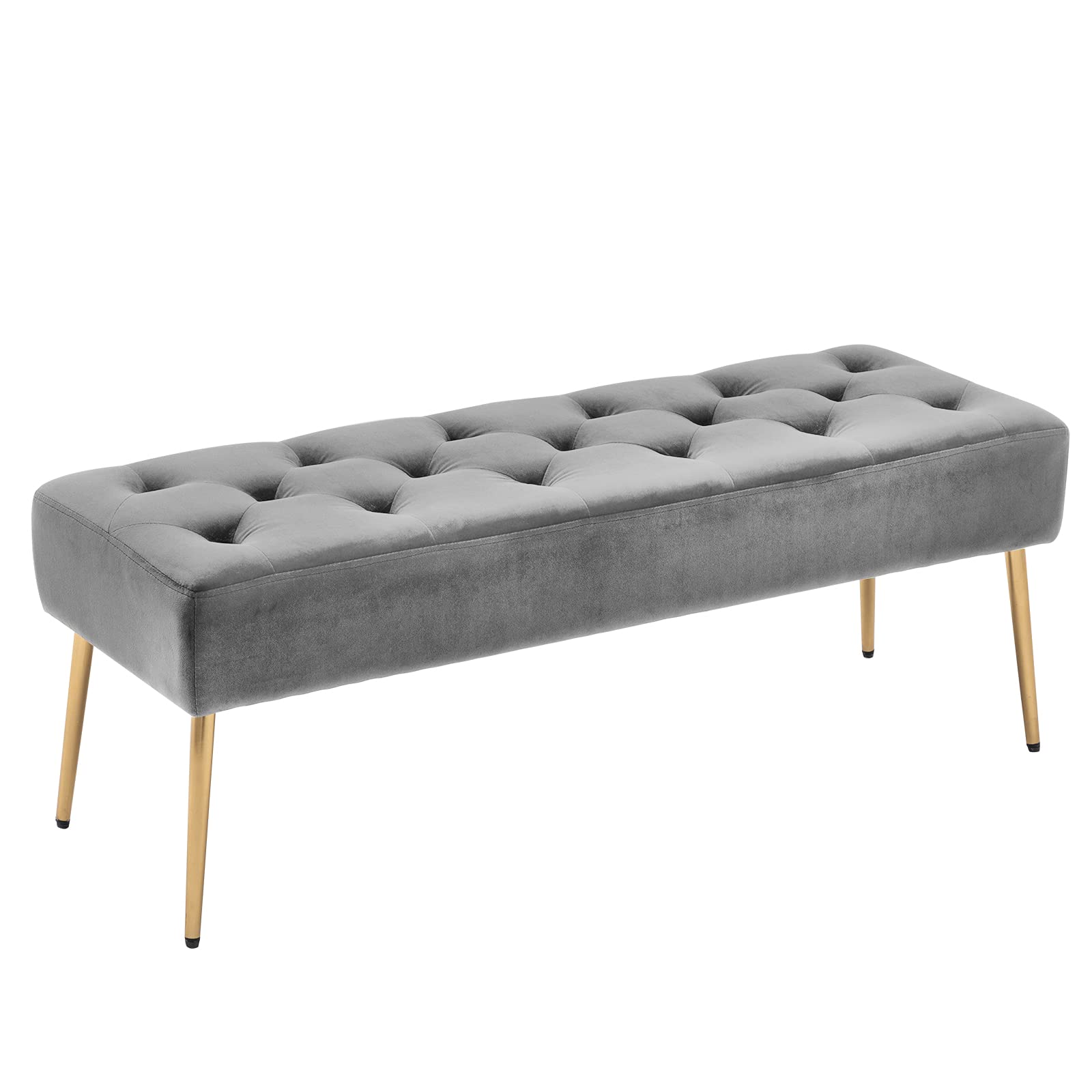 Duhome Modern Velvet Ottoman Bench, Button-Tufted Upholstered Bedroom Benches,End of Bed Bench with Gold Base for Entryway Livin