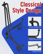 Iron Display Stand 10 Packs, 6 Inches Plate Stand Picture Stand Photo Stand For Display, Black Foldable Easel Stand Holder For P