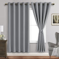 Jiuzhen Light Grey Blackout Curtains With Tiebacks Thermal Insulated, Light Blocking Noise Reducing Grommet Curtains For Bedroom And Living Room, Set Of 2 Window Curtain Panels, 60 X 72 Inch Length