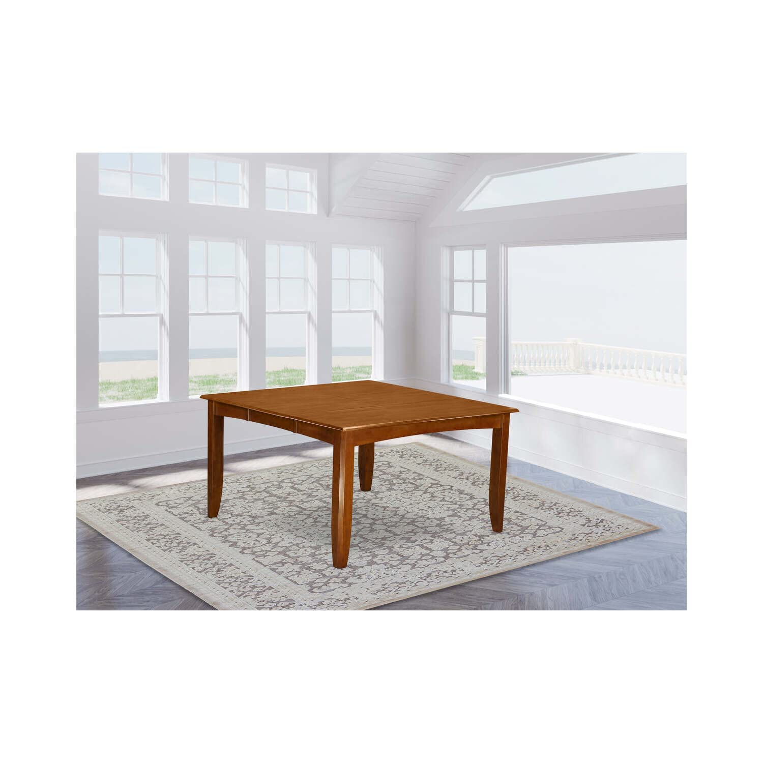 East West Furniture Pft-Sbr-T Parfait Square Table With 18&Quot; Butterfly Leaf - Saddle Brown Finish