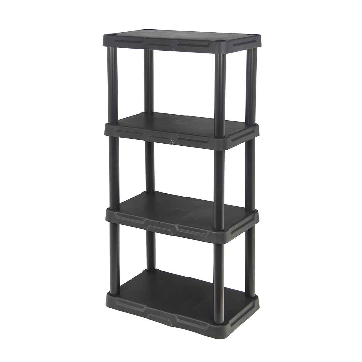Black+Decker, 4-Tier Light Duty Storage Shelf, 50Lbs/Shelf (47   H X 22.1   W X 14.3   D), Plastic Shelving Unit