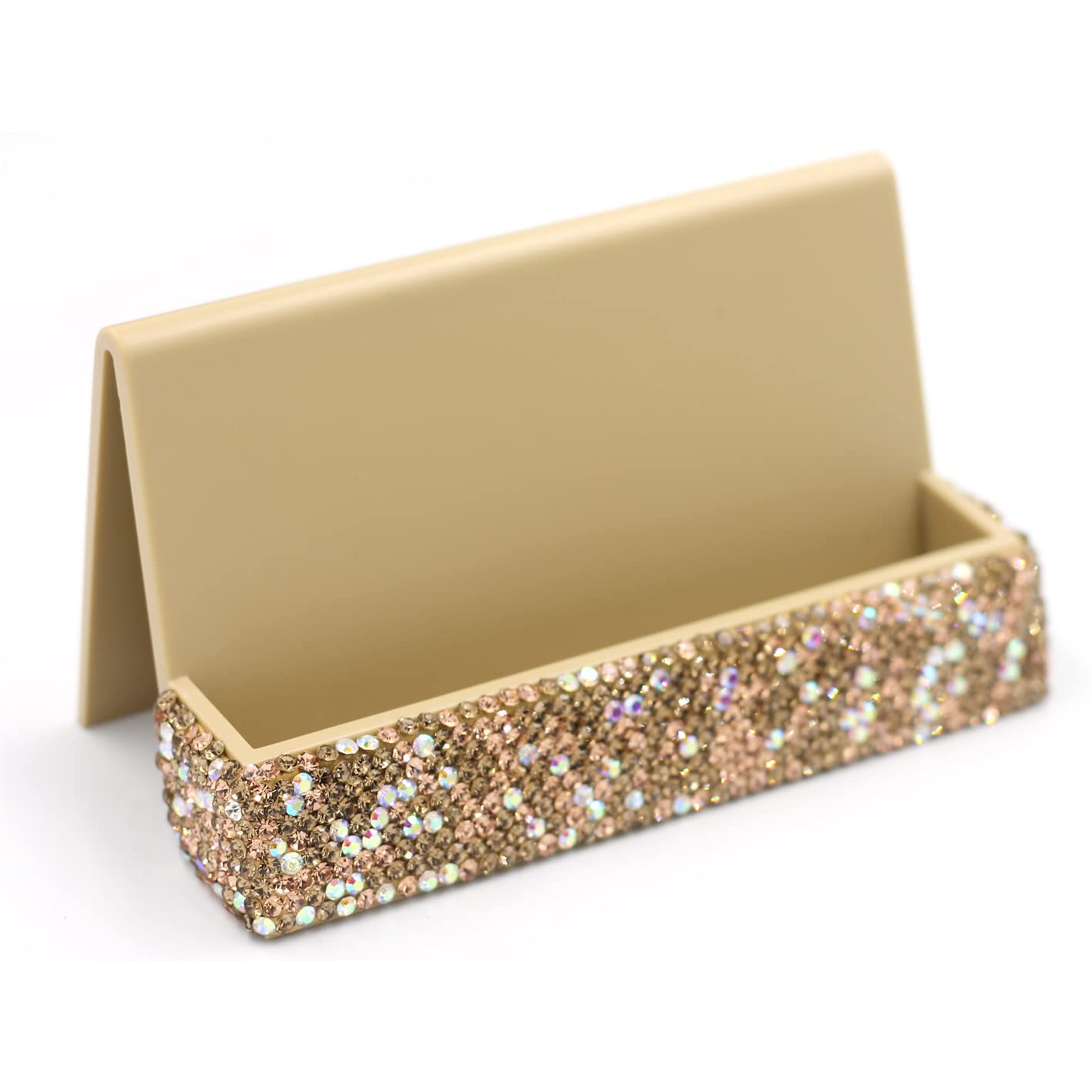 Bestbling Bling Rhinestone Crystal Business Card Holder For Desk Business Card Display Stand Desktop Business Card Holders (Gold