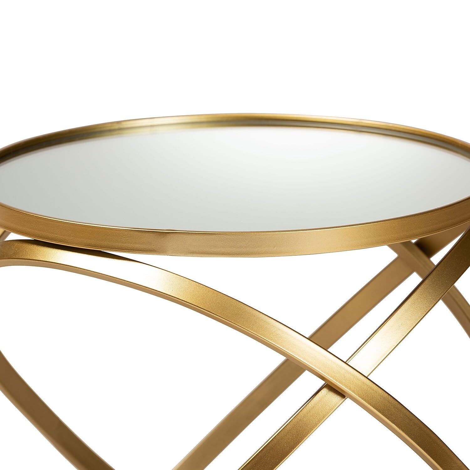 Baxton Studio Desma Glam and Luxe Gold Finished Metal and Mirrored Glass End Table Gold/Metal