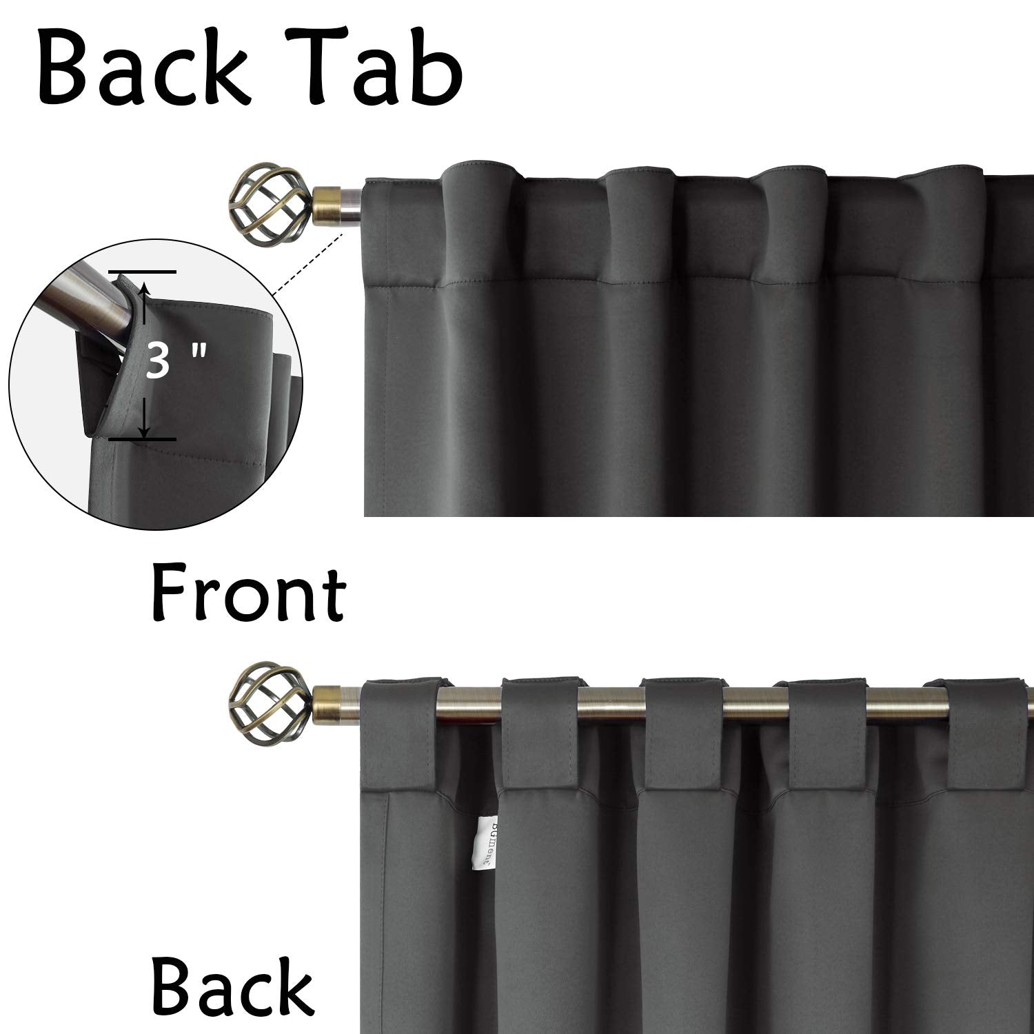 Bgment Grey Curtains For Living Room 72 Inch Length 2 Panels - Thermal Insulated Curtains For Bedroom Rod Pocket And Back Tab Room Darkening Curtains, 42 X 72 Inch, Dark Grey