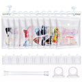 10 Pack Clear Doll Clothes Storage Bags with Hanging Rod & Hooks, Compatible with Labubu Clothes - PVC Transparent Organizer Set