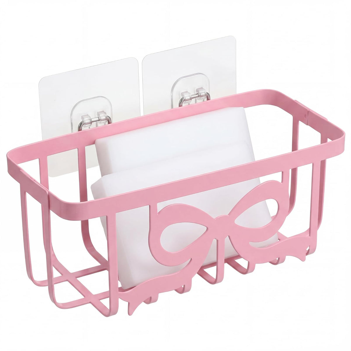 Acellegic Pink Bow Sponge Holder for Kitchen Sink, Coquette Caddy Organizer