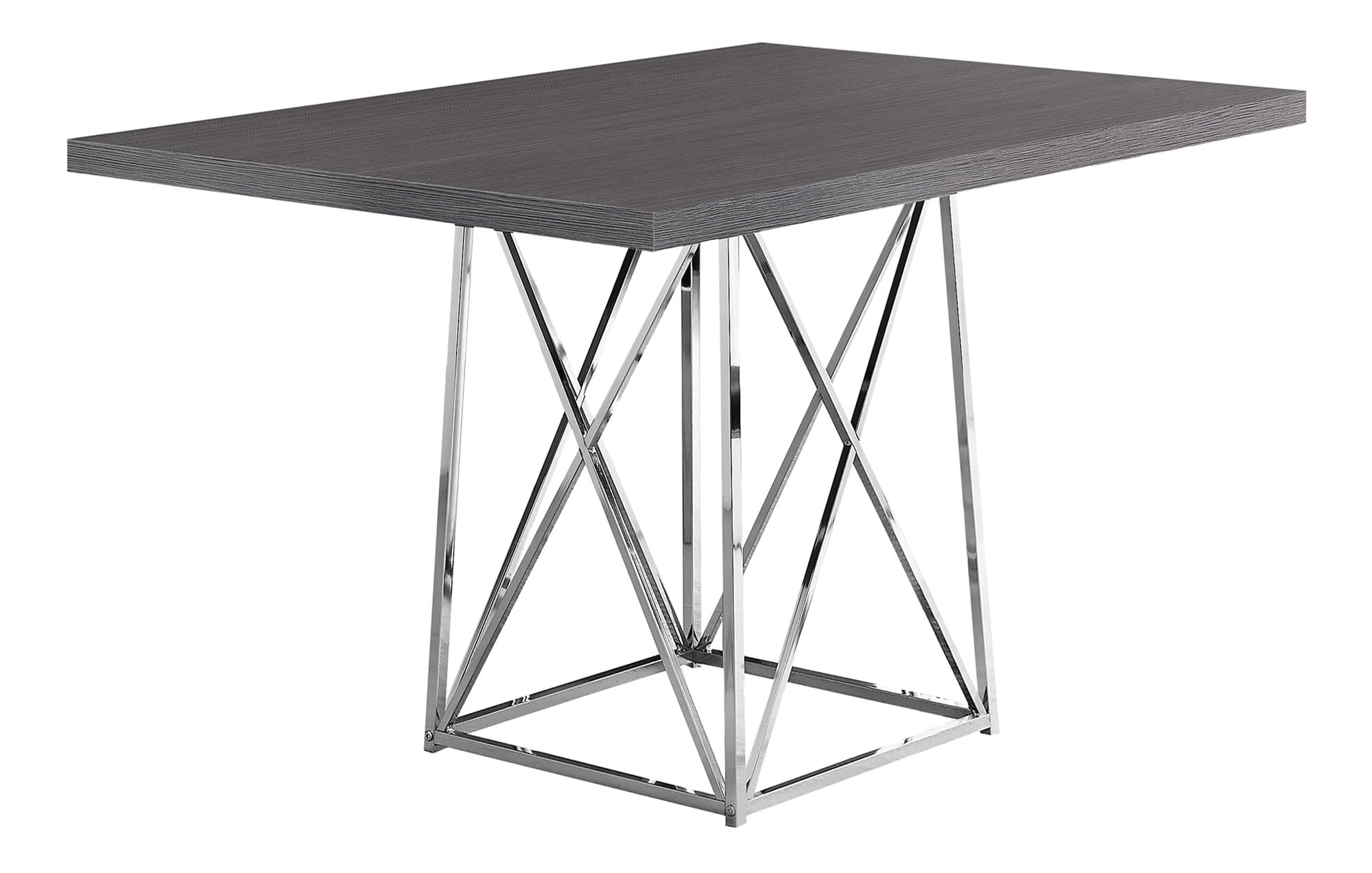 Monarch Specialties I Dining Table Metal Base, 36 x 48, Grey/Chrome