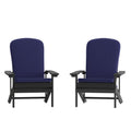 Set of 2 Adirondack Chairs in Slate Gray with Blue Cushions, Porch, and Patio