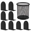 Bookends-Heavy Duty Bookends Metal Book Ends Universal Economy Bookends (Black, 4 Pair)