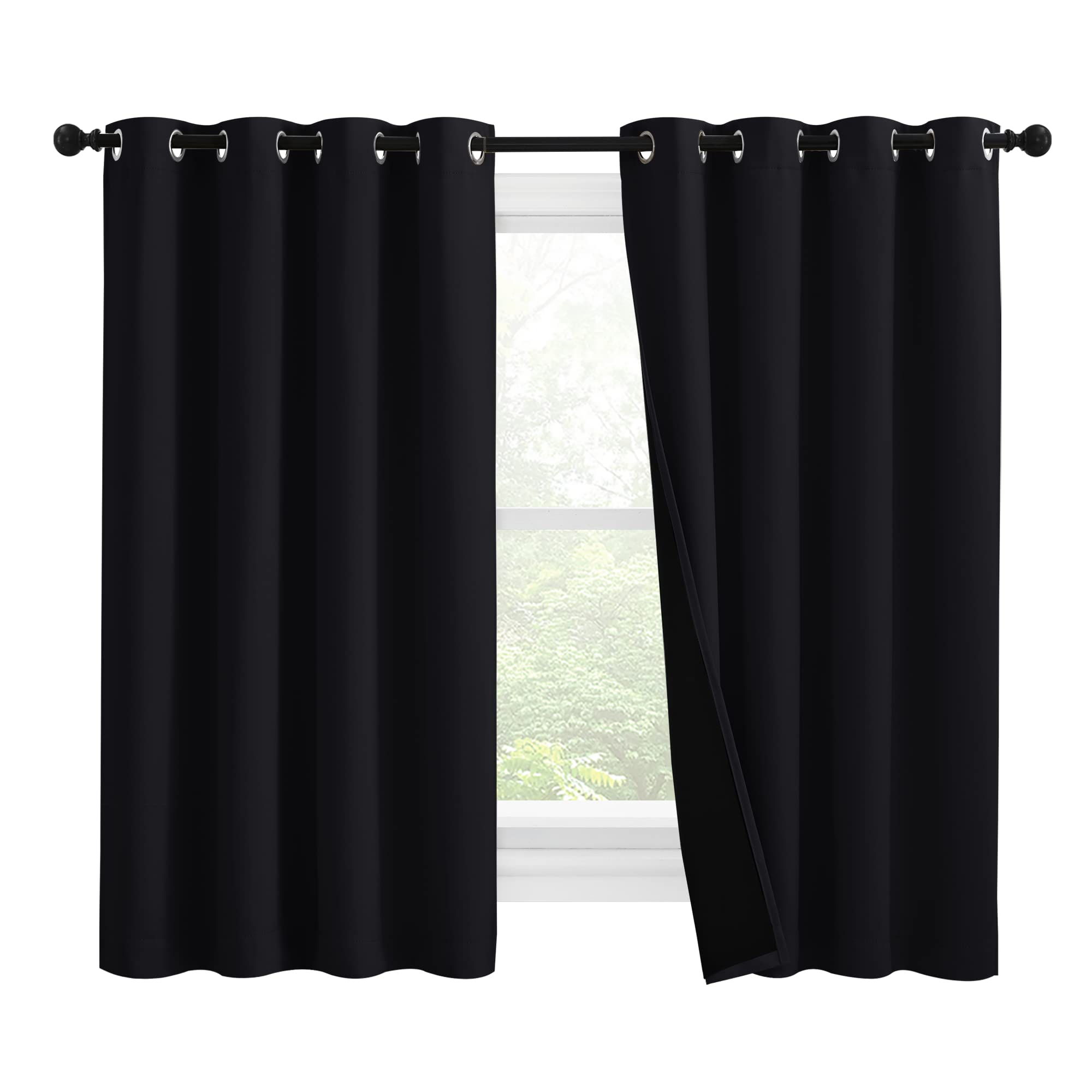 NICETOWN Truly Blackout Curtains 57 inches Length, 2 Thick Layers Completely Blackout Window Treatment Thermal Insulated Lined D