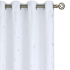Bgment Room Darkening Curtains 45 Inches Long, Grommet Thermal Insulated Blackout Curtains With Wave Line And Dots Printed For Bedroom, 2 Panels, Each 52 X 45 Inch, Pure White