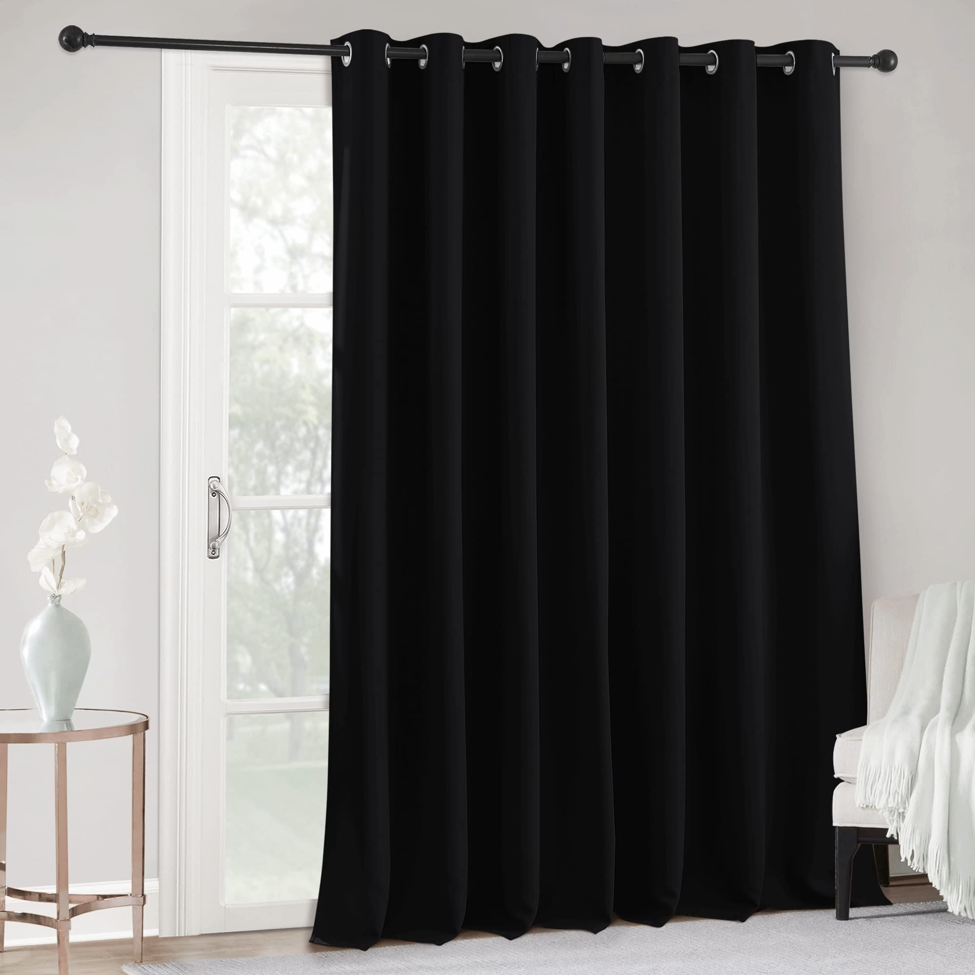 Ryb Home Black Curtains For Bedroom - Blackout Privacy Backdrop Curtain Vertical Blinds Shades For Living Room Sun Room Church C