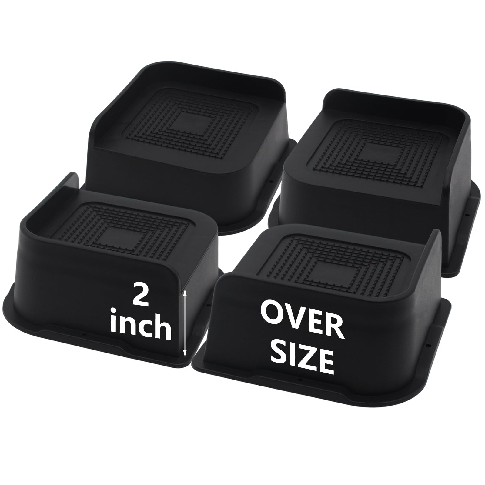 Hanihua Oversized Bed Risers 2 Inch Heavy Duty (Set Of 4), Furniture Risers, Black Bed Lifts Risers For Table, Sofa, Chair, Couc