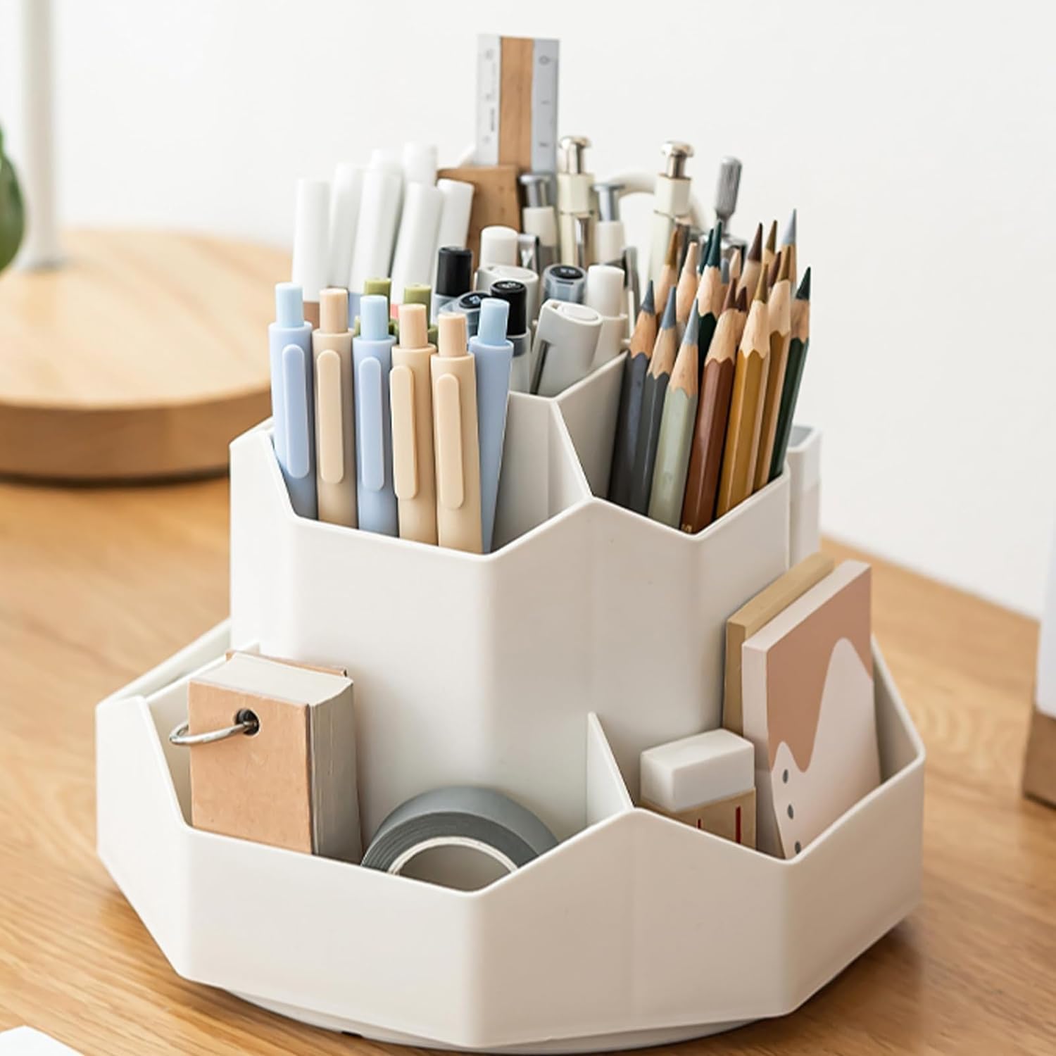 Alphit Desk Organiser With Drawer, Multifunctional Desk Organizer, Office Organizer, 7 Compartments With 2 Drawer, Storage Shelf