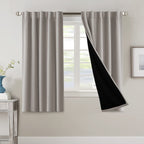 H.VERSAILTEX 100% Blackout Curtains for Bedroom with Black Liner Full Room Darkening Curtains Thermal Insulated Back Tab/Rod Poc