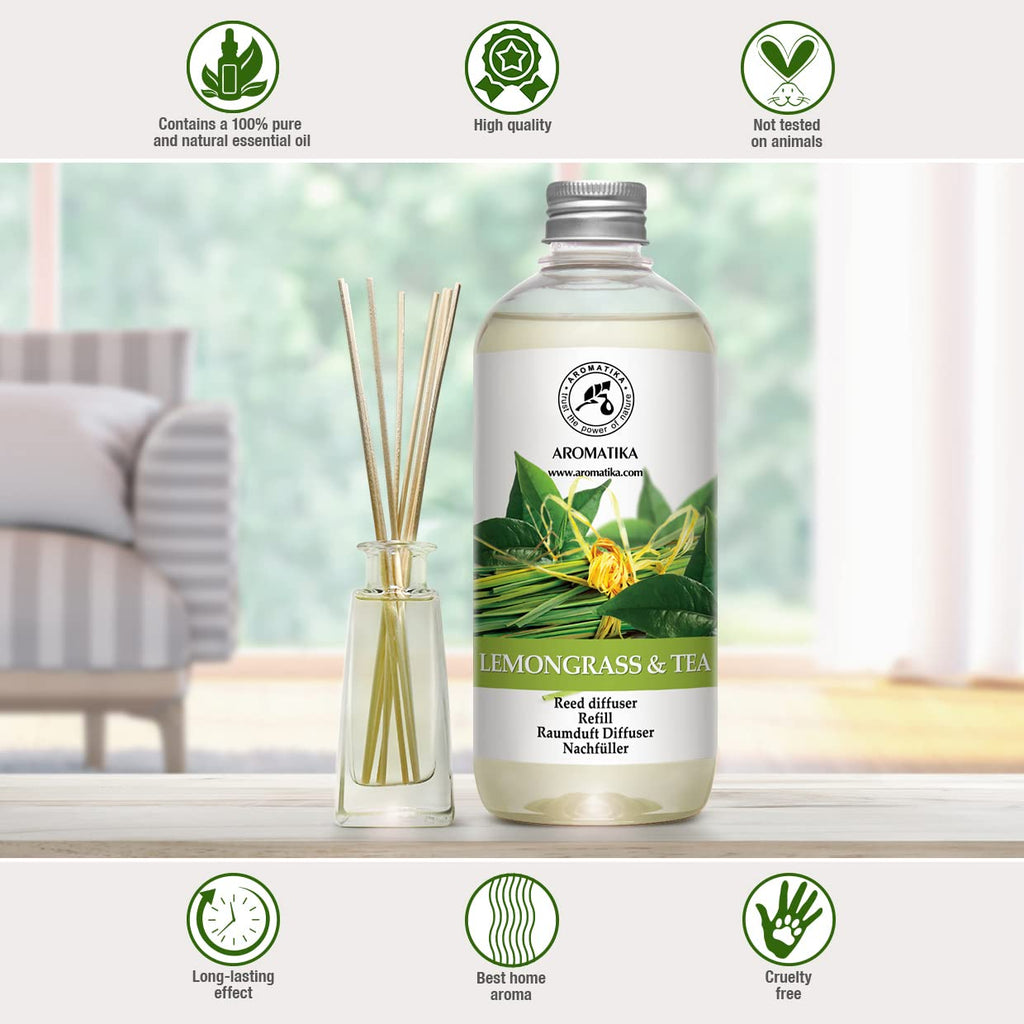 Reed Diffuser Refill Lemongrass - Tea 17.0 Fl Oz - Scented Diffuser - Room Diffuser Refill With Scent - Room Freshener - Home Fr