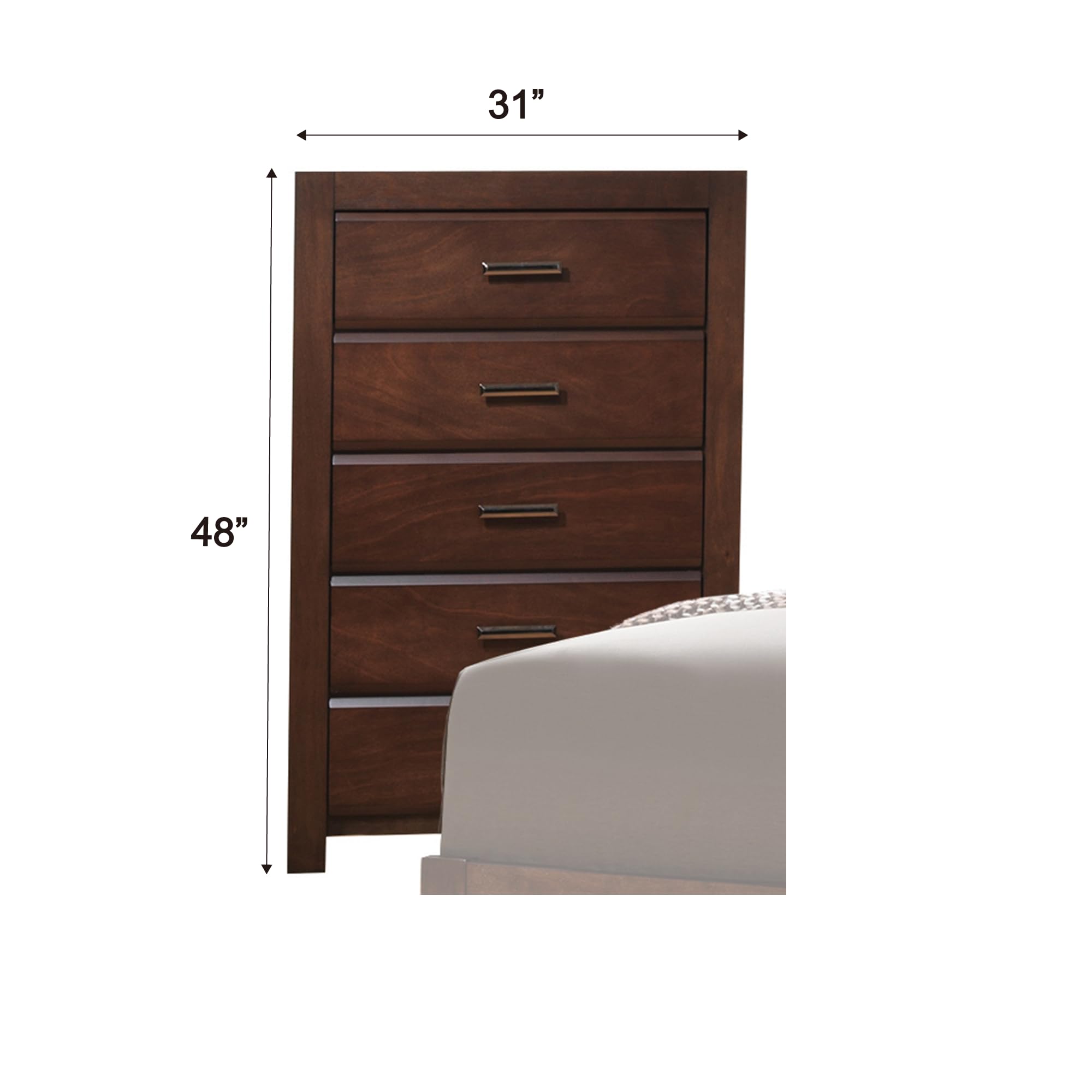 Acme Oberreit Wood 5-Drawer Chest - Thumbnail 2