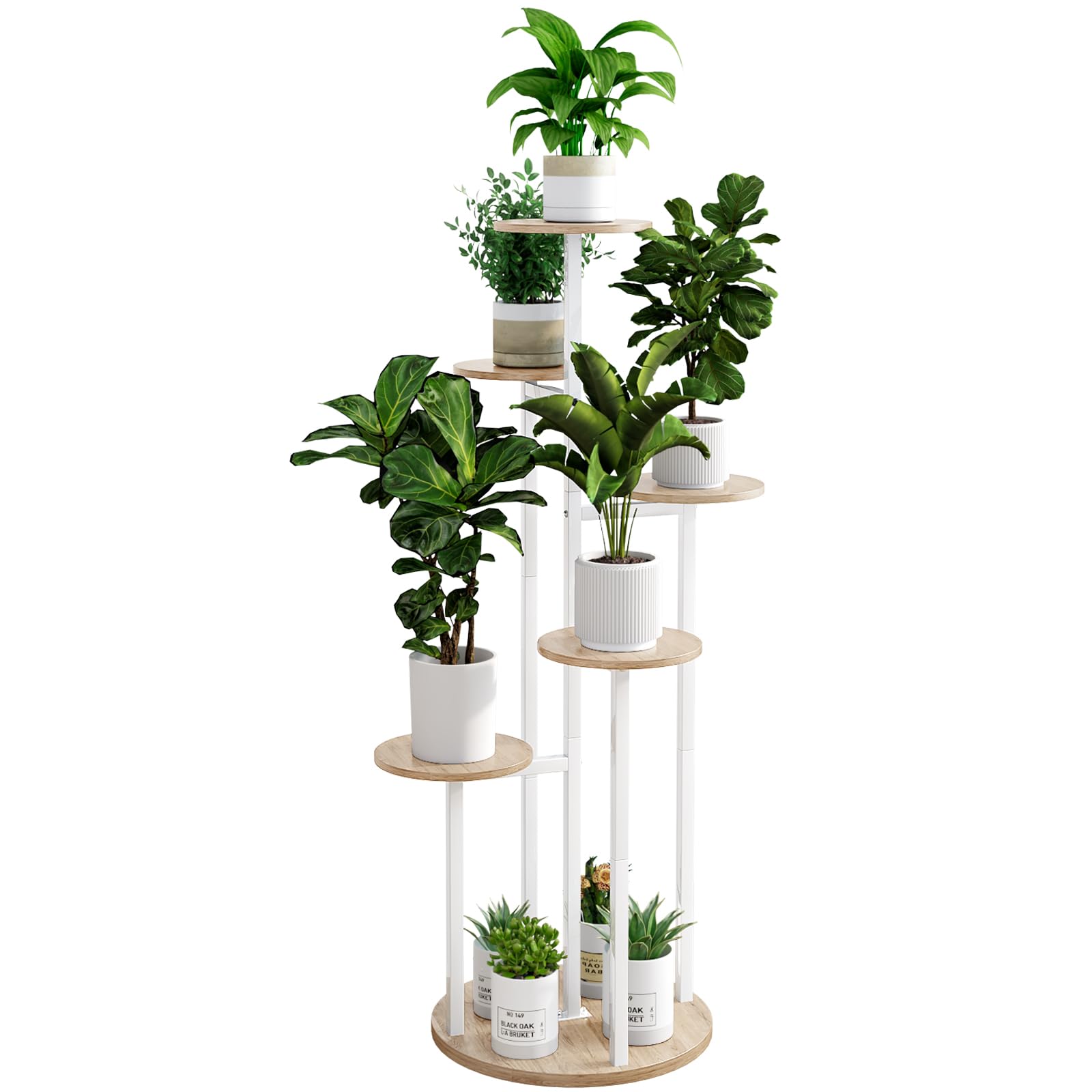 Ingiordar Plant Stand Indoor 6 Tier 9 Potted Multiple Flower Pot Holder For Patio Garden Balcony Living Room Corner (6 Tier Whit
