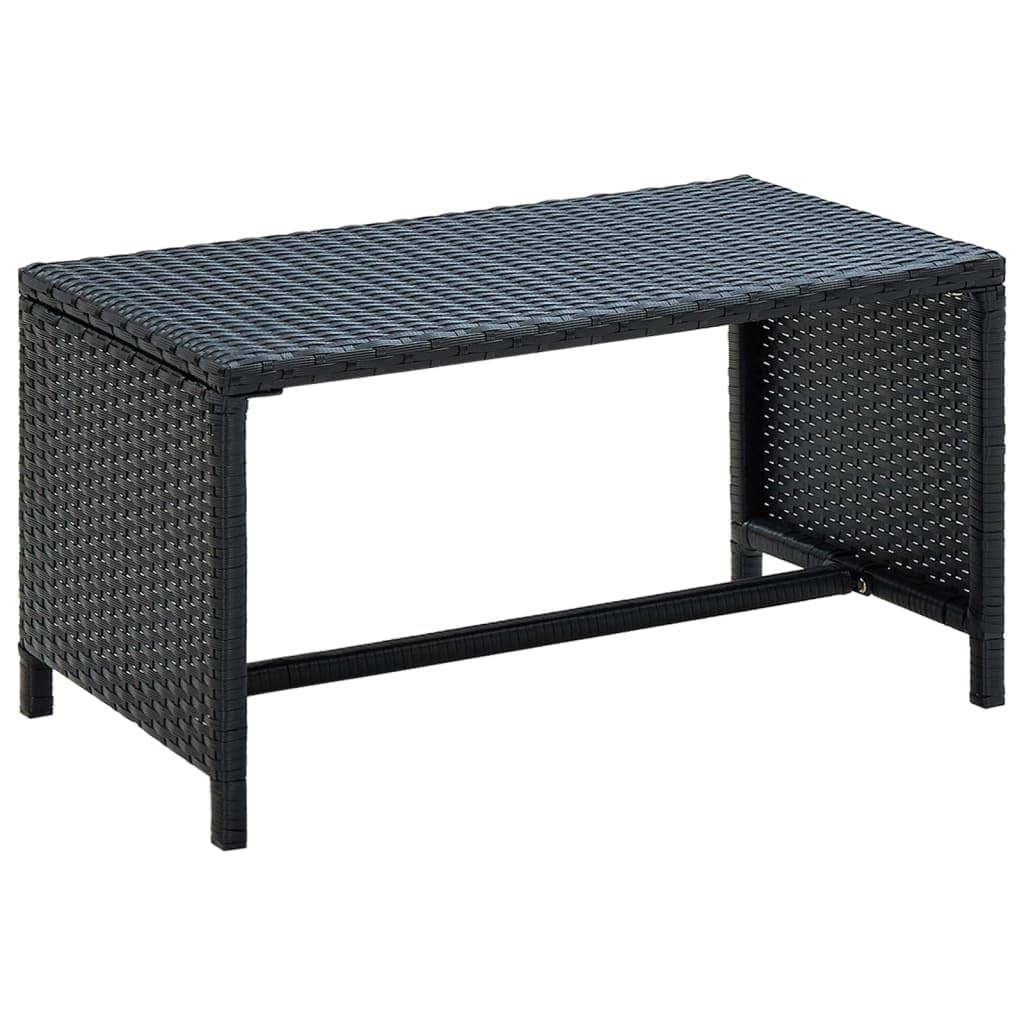 vidaXL Outdoor Coffee Table - Black Poly Rattan Garden Table - Maintenance-Free All-Weather Design - with Stable Powder-Coated S