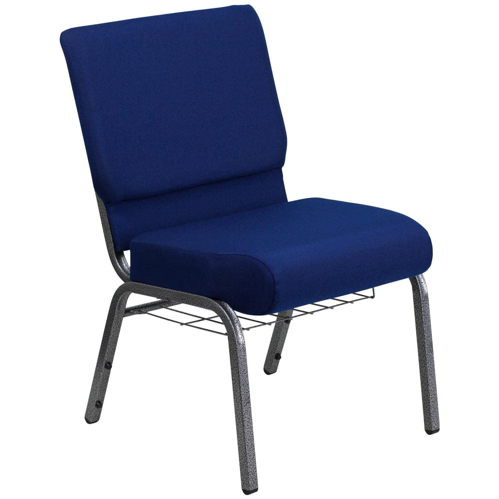 Flash Furniture 21'' Extra Wide Navy Blue Fabric Church Chair