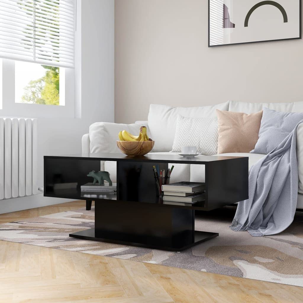 vidaXL Coffee Table Black 40.7"x19.7"x17.5" Engineered Wood