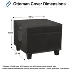 Outdoorlines Outdoor Waterproof Patio Ottoman Covers - Rectangle Uv-Proof Patio Side Table Cover Windproof Heavy-Duty Furniture Covering Protector 48L X 25W X 18H Inch, Black