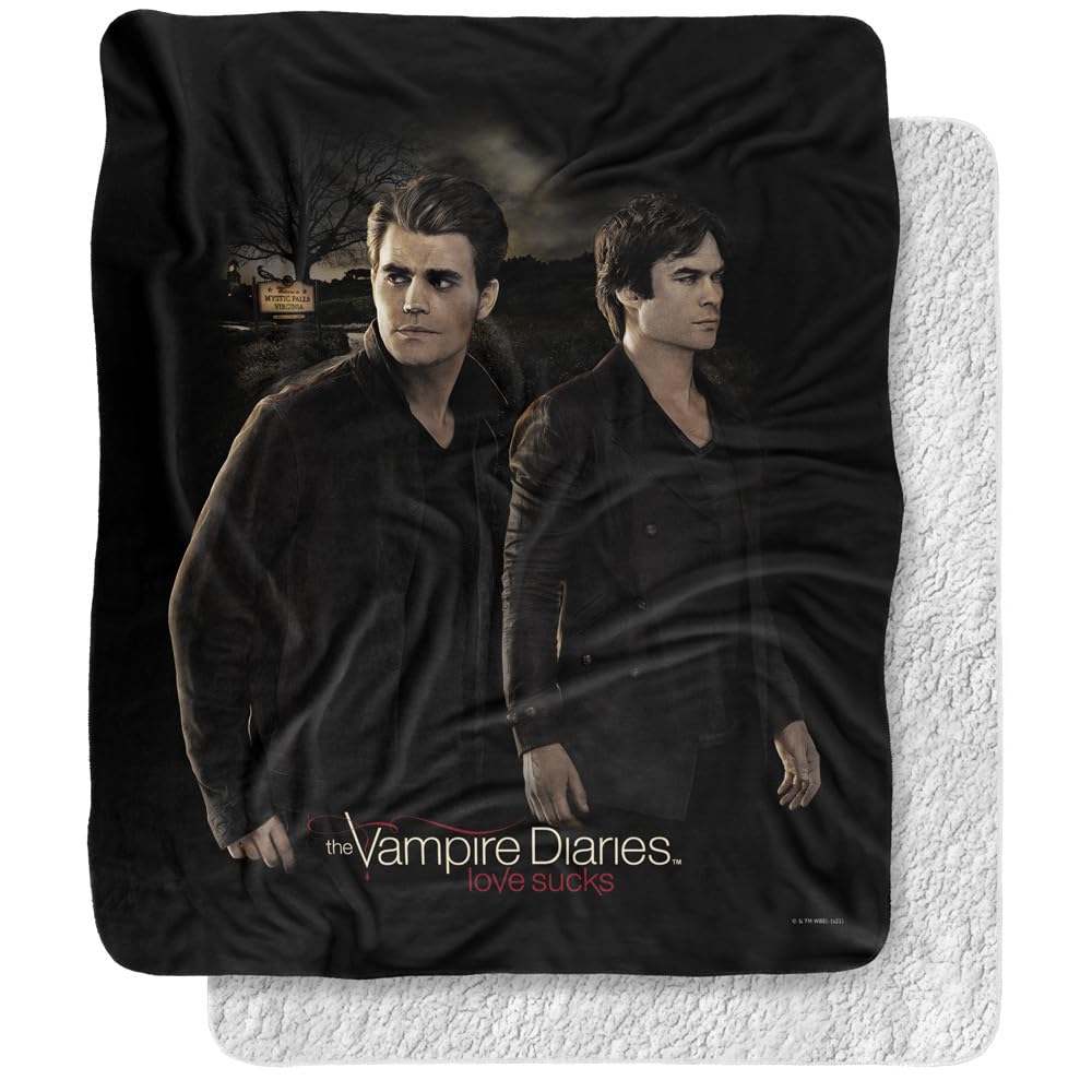 Vampire Diaries Blanket, 50'X60', Brothers Silky Touch Sherpa Back Super Soft Throw Blanket