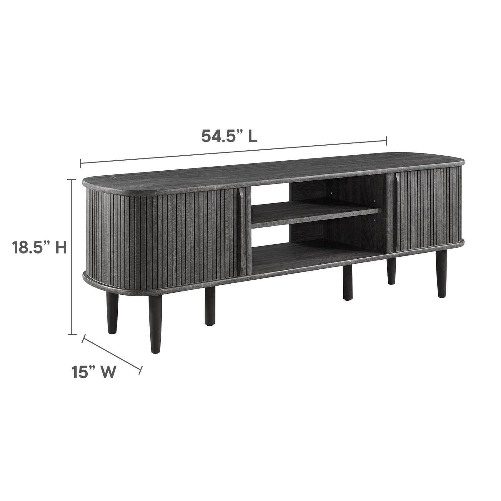 Modway Contour Mid-Century Modern 55&Quot; Media Tv Stand In Charcoal, 15 X 54.5 X 18.5