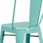 Commercial Grade 30 High Mint Green Metal Indoor-Outdoor Barstool with Back