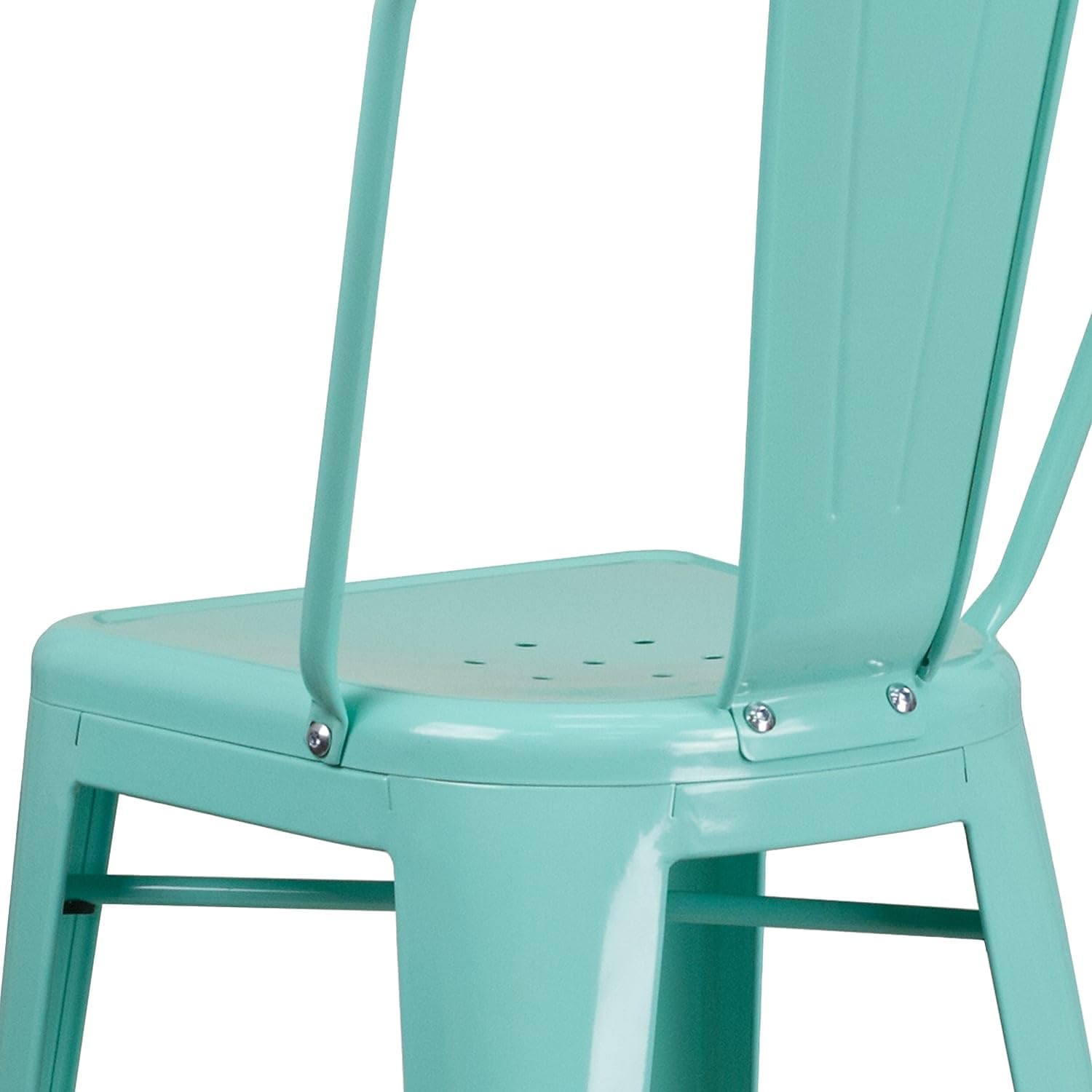 Commercial Grade 30 High Mint Green Metal Indoor-Outdoor Barstool with Back