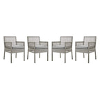 Modway Aura Outdoor Patio Wicker Rattan Set Of 4 Dining Armchair In Gray Gray