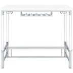 Coaster Home Furnishings Norcrest Pub Height Bar Table with Acrylic Legs and Wine Storage White High Gloss
