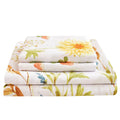 Jsd Yellow Floral Printed Sheet Set Cal King, 4 Piece Soft Botanical Microfiber Bedding Sheets Extra Deep Pocket