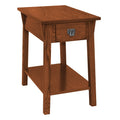Leick Home 9059-RS Mission End Table with Drawer, Made with Solid Wood, Side Table for Living Room, Bedroom, and Offices, Russet